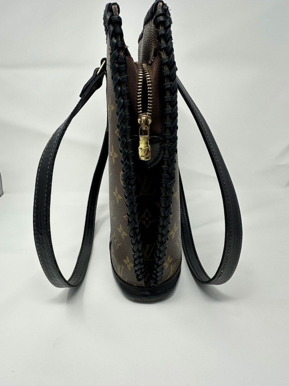 Louis Vuitton Monogram Canvas Brown and Black Tote with Braided Edge - Picture 2 of 8